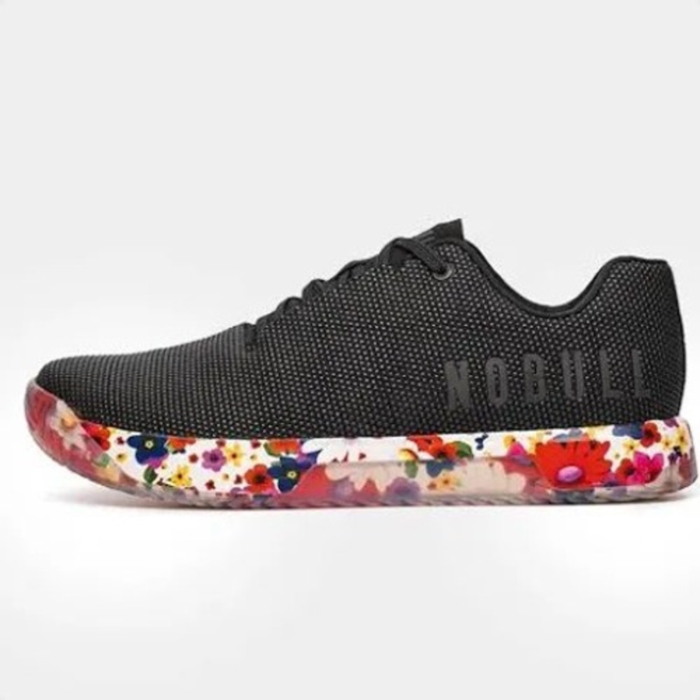 NOBULL Black Floral SuperFabric Trainer Womens 8 Cross Training Shoes Sneakers